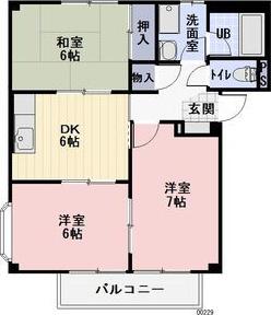 ふぁみりい渡り瀬(3DK/2階)の間取り写真