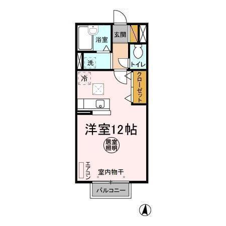 エスポワール(ワンルーム/1階)の間取り写真