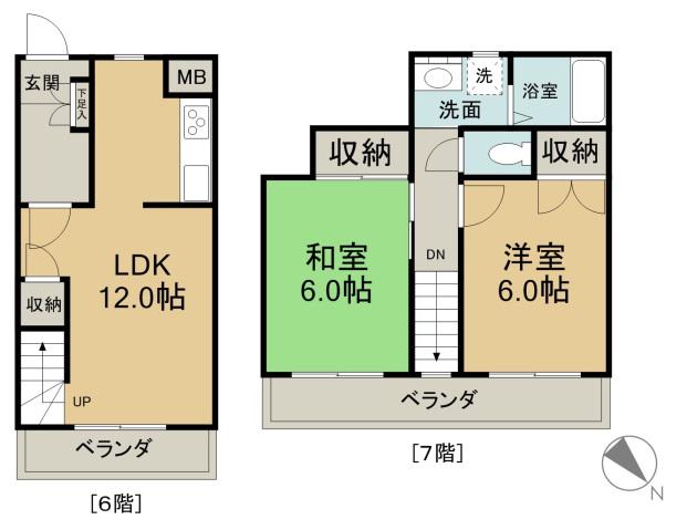 LIT西広島駅前(2LDK/6階)の間取り写真