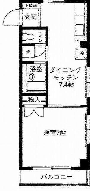 グリシーヌ(1DK/4階)の間取り写真