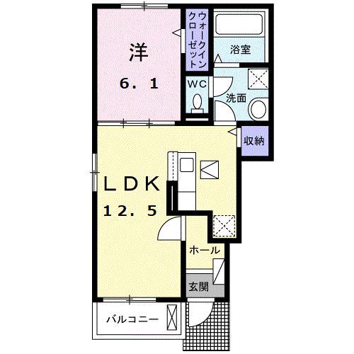 ペイサージュNKII(1LDK/1階)の間取り写真