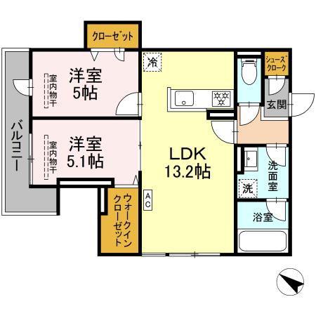 サン・クレール(2LDK/2階)の間取り写真