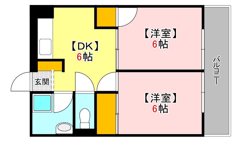 竹本ビル(2DK/5階)の間取り写真