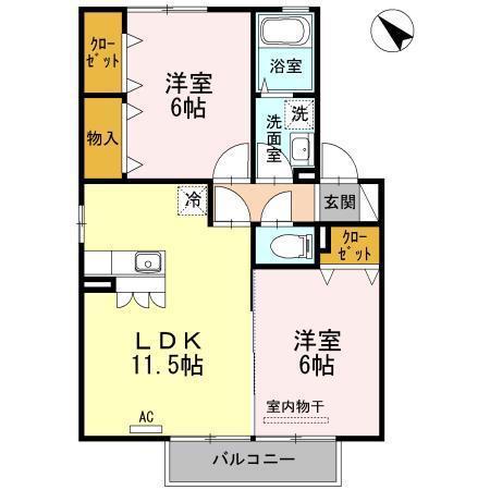 コルシェーヌ(2LDK/2階)の間取り写真