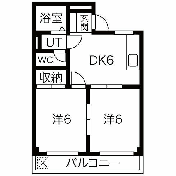 シンコーハイツ(2DK/2階)の間取り写真