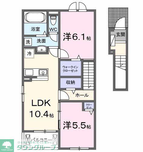 ヴェルドゥーラII(2LDK/2階)の間取り写真