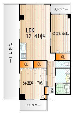 K・T・M・Jビル(2LDK/4階)の間取り写真
