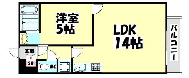 ラフィナート和泉(1LDK/2階)の間取り写真