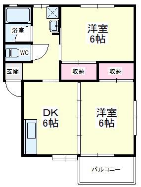 サンハイツ1(2DK/1階)の間取り写真