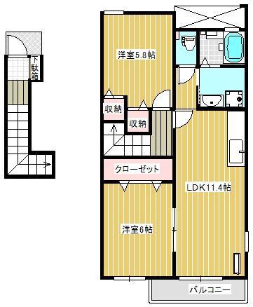 エテルノフィオーレA(2LDK/2階)の間取り写真