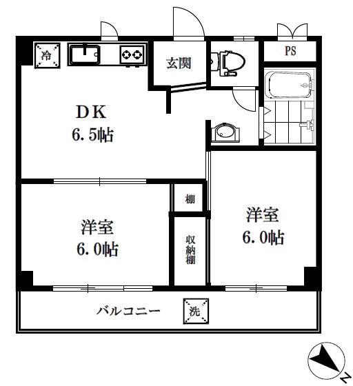 I・T・O代々木ハイツ(2DK/2階)の間取り写真