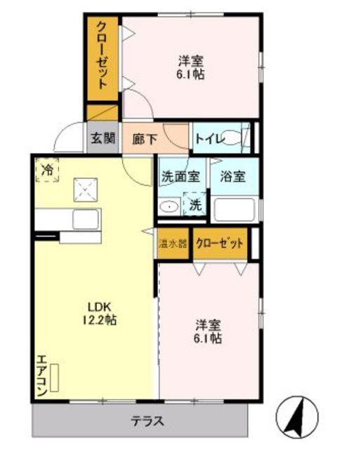 イーストエンジェル青山B棟(2LDK/1階)の間取り写真