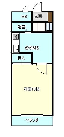 クリナーレ志家町(1DK/2階)の間取り写真