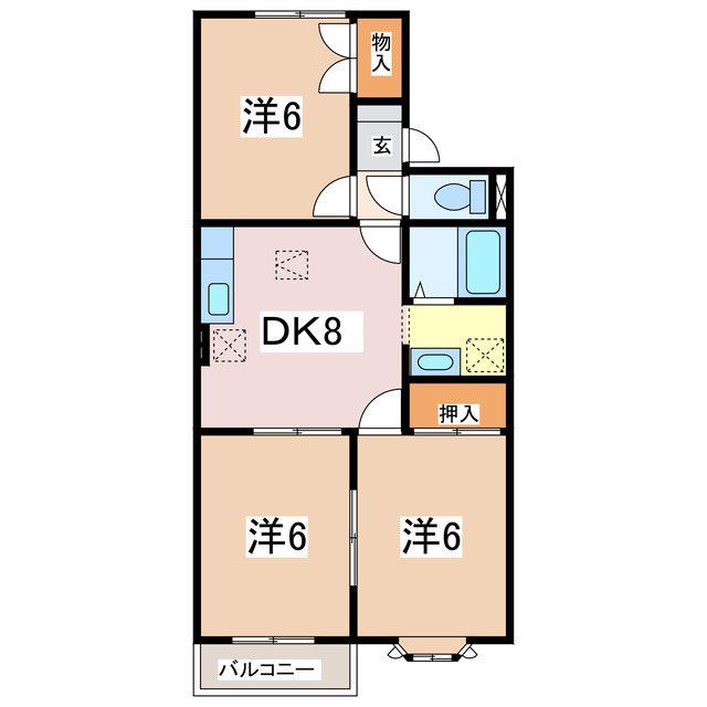 メゾンファイブ(3DK/1階)の間取り写真