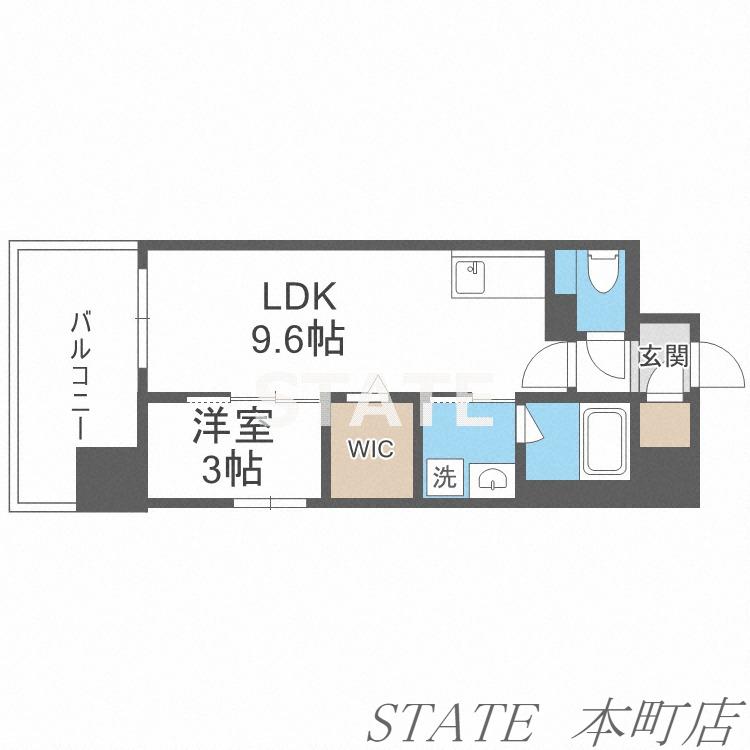 リヴェント難波サウス(1DK/7階)の間取り写真
