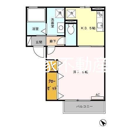 ガーデンハイツIII(1K/2階)の間取り写真