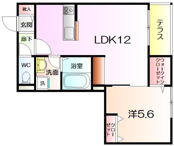 グランディール中百舌鳥(1LDK/1階)の間取り写真