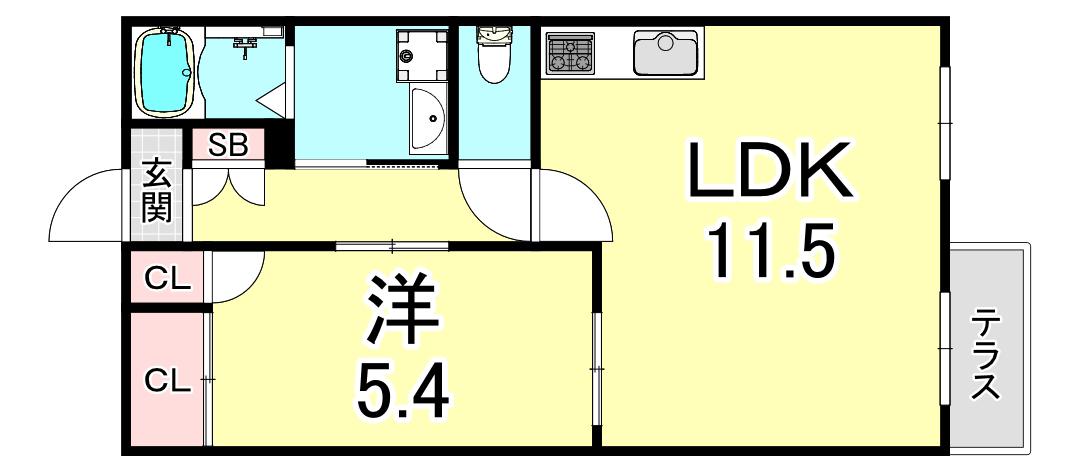 タウニィ塩屋(1LDK/2階)の間取り写真