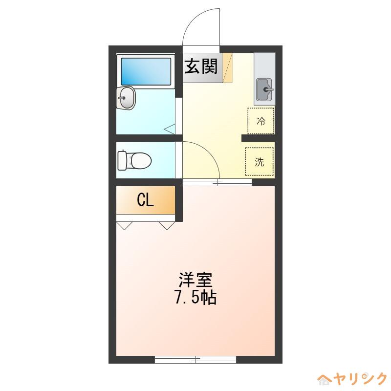 エトワール西入(1K/2階)の間取り写真