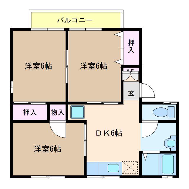 セジュールサクライ(3DK/2階)の間取り写真