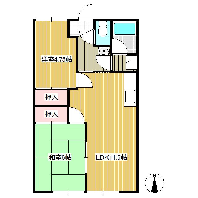 エコールハイツ(2LDK/2階)の間取り写真
