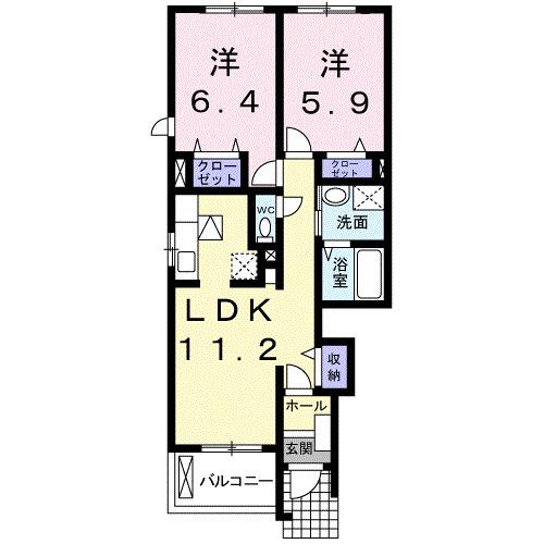 リトルツリーフィールド(2LDK/1階)の間取り写真