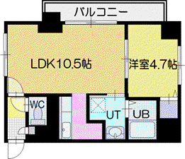 グランドビュー共応(1LDK/5階)の間取り写真