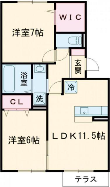 エスターブレ(2LDK/1階)の間取り写真