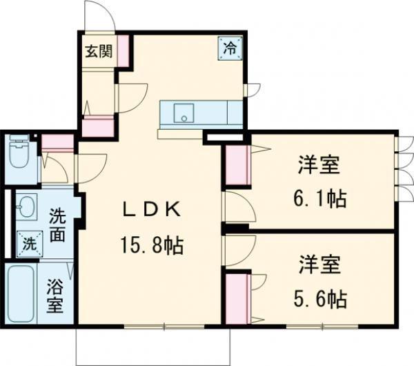 DEMEURE CRECIA I(2LDK/1階)の間取り写真