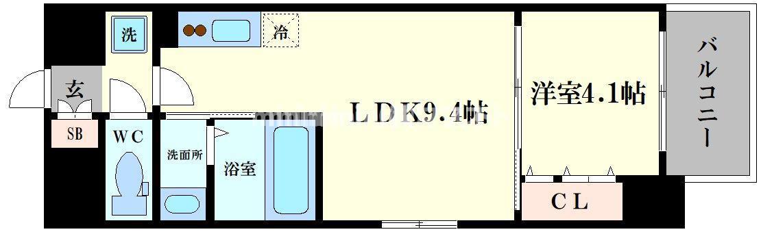 ファステート難波デラックス(1LDK/9階)の間取り写真