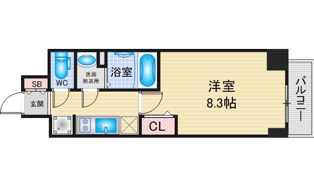 アドバンス名古屋ワイノット(1K/11階)の間取り写真