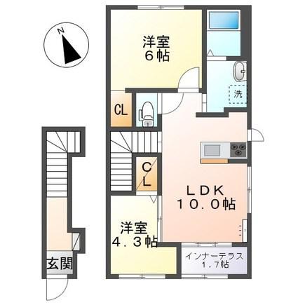 CEREZO(2LDK/2階)の間取り写真