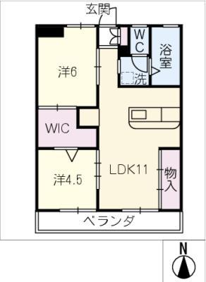 グリーンハイツ(2LDK/4階)の間取り写真
