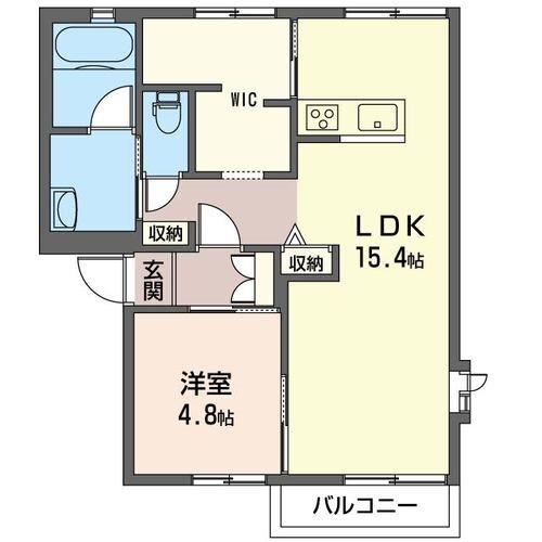 ドミール平野B(1LDK/1階)の間取り写真