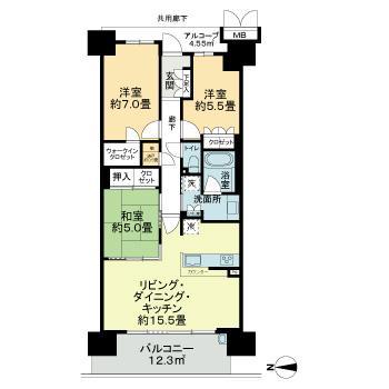 ジオ多摩センター(3LDK/11階)の間取り写真