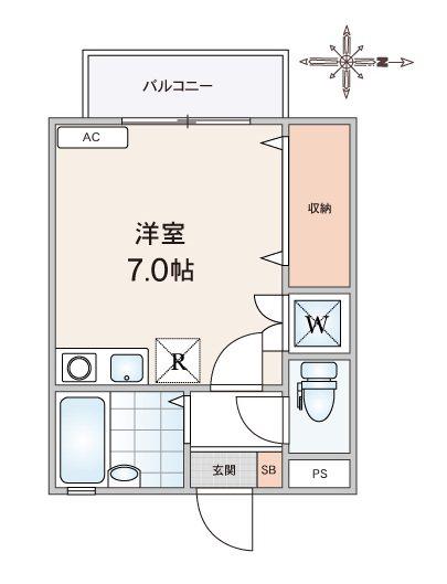 メゾン石神II(ワンルーム/2階)の間取り写真