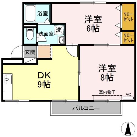 サンロード二重堀A(2LDK/2階)の間取り写真
