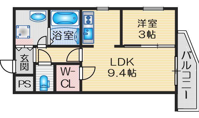 PROSPER KOTOBUKI(1LDK/4階)の間取り写真