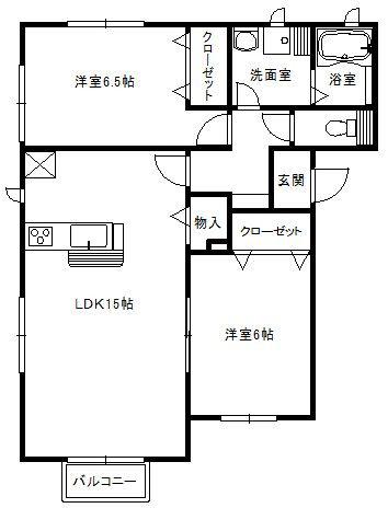 クルール若久 II(2LDK/2階)の間取り写真