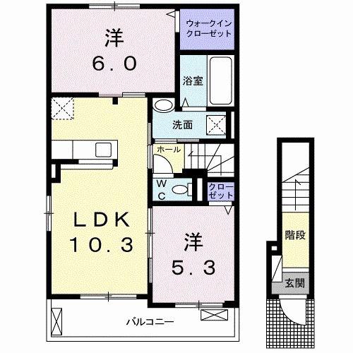 フレーシュ風雅 III(2LDK/2階)の間取り写真