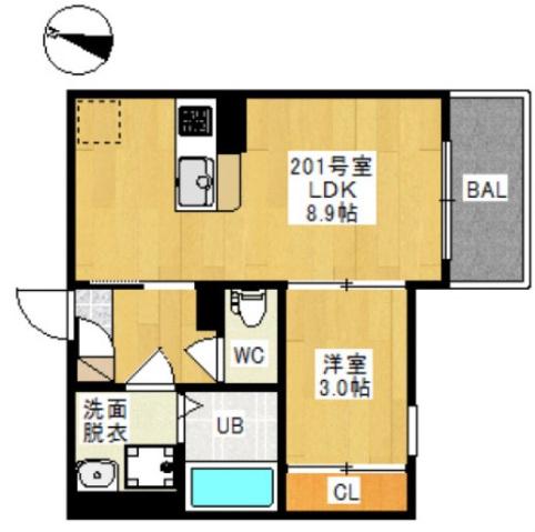 REGALEST 白石東新町(1LDK/2階)の間取り写真