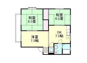 ロイヤルハイネス A(3DK/1階)の間取り写真