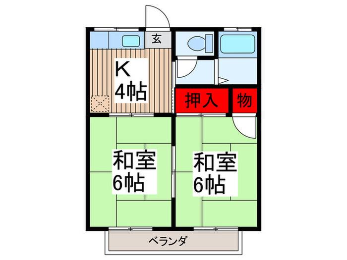 レジデンス川寺(2K/2階)の間取り写真