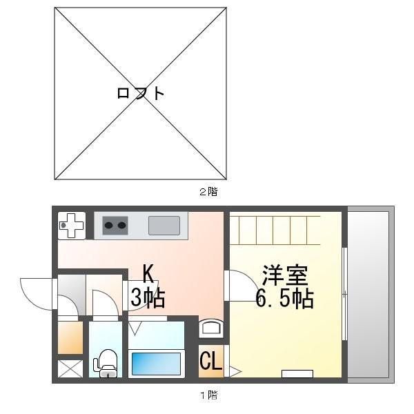クレセントヒル(1K/1階)の間取り写真