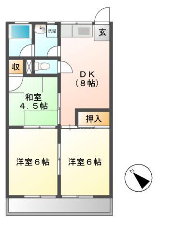 都コーポ(3DK/2階)の間取り写真