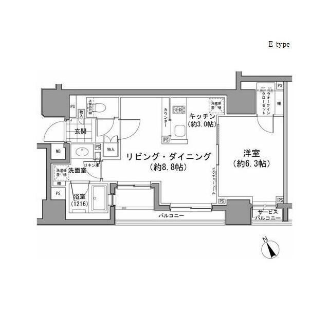 パークハビオ八丁堀(1LDK/10階)の間取り写真