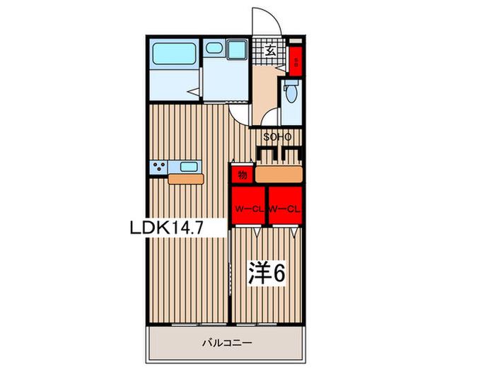 フォレストシティ大宮(1LDK/2階)の間取り写真