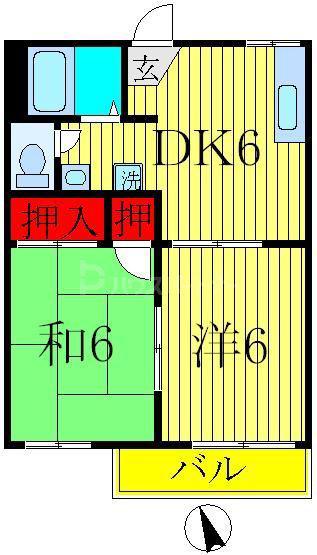 サンハイツみたけ(2DK/2階)の間取り写真