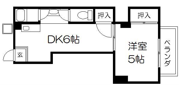 牧マンション(1DK/2階)の間取り写真