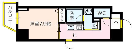 プラシーデンス本町(1K/7階)の間取り写真